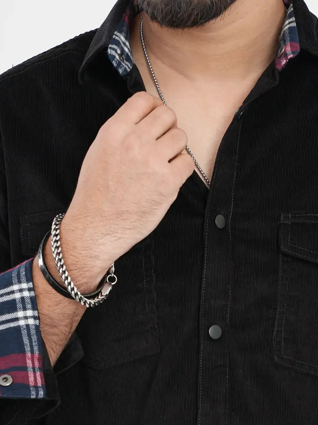 Men's Corduroy Casual Shirt in Jet Black