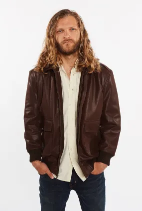 Men's Cowhide Bomber Flight Genuine Leather Jacket From FAD