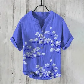 Men's Linen Hawaiian T-Shirt - Casual Top, Summer Wear