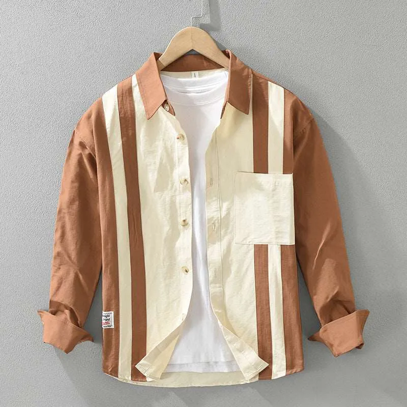 Men's Retro Stripes Long-sleeved Shirt