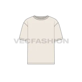 Mens Round Neck Baggy T shirt Sketch