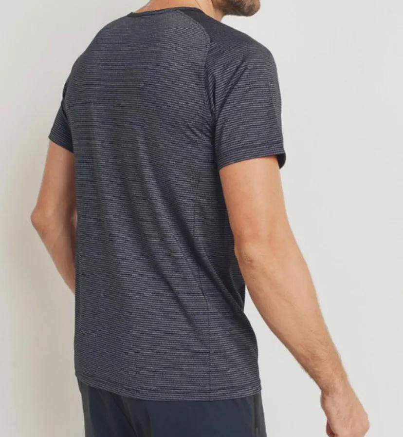 Men’s- Striped Raglan Henley Shirt