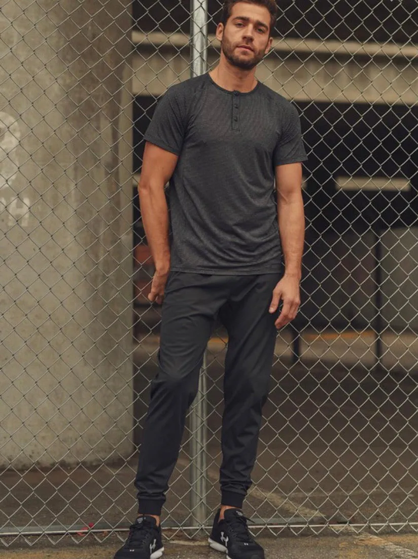 Men’s- Striped Raglan Henley Shirt