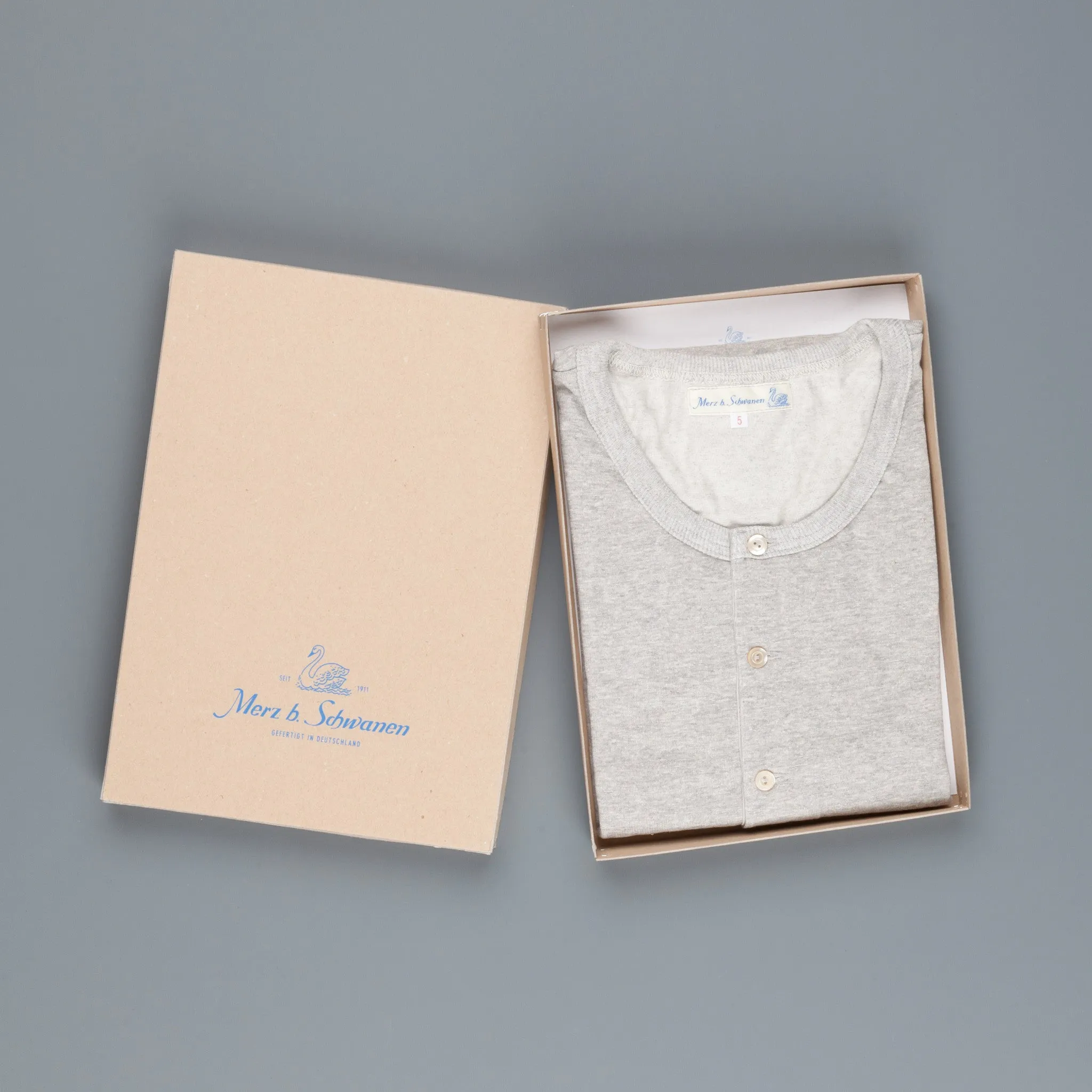 Merz B. Schwanen 206 button facing shirt 1/1 sleeve grey melange