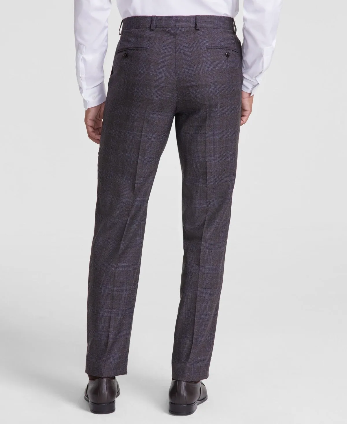 Michael Kors Mens Classic fit Dress Pants 36 / 30 Brown Plaid Stretch