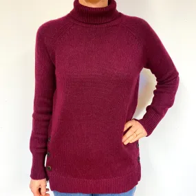 Mulberry Purple Cashmere Polo Neck Jumper Medium