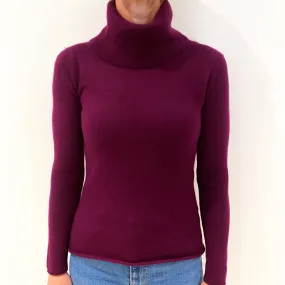 Mulberry Purple Cashmere Polo Neck Jumper Small