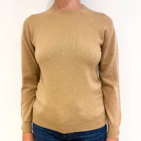 New Scottish Caramel Brown Cashmere Crew Neck Jumper Small