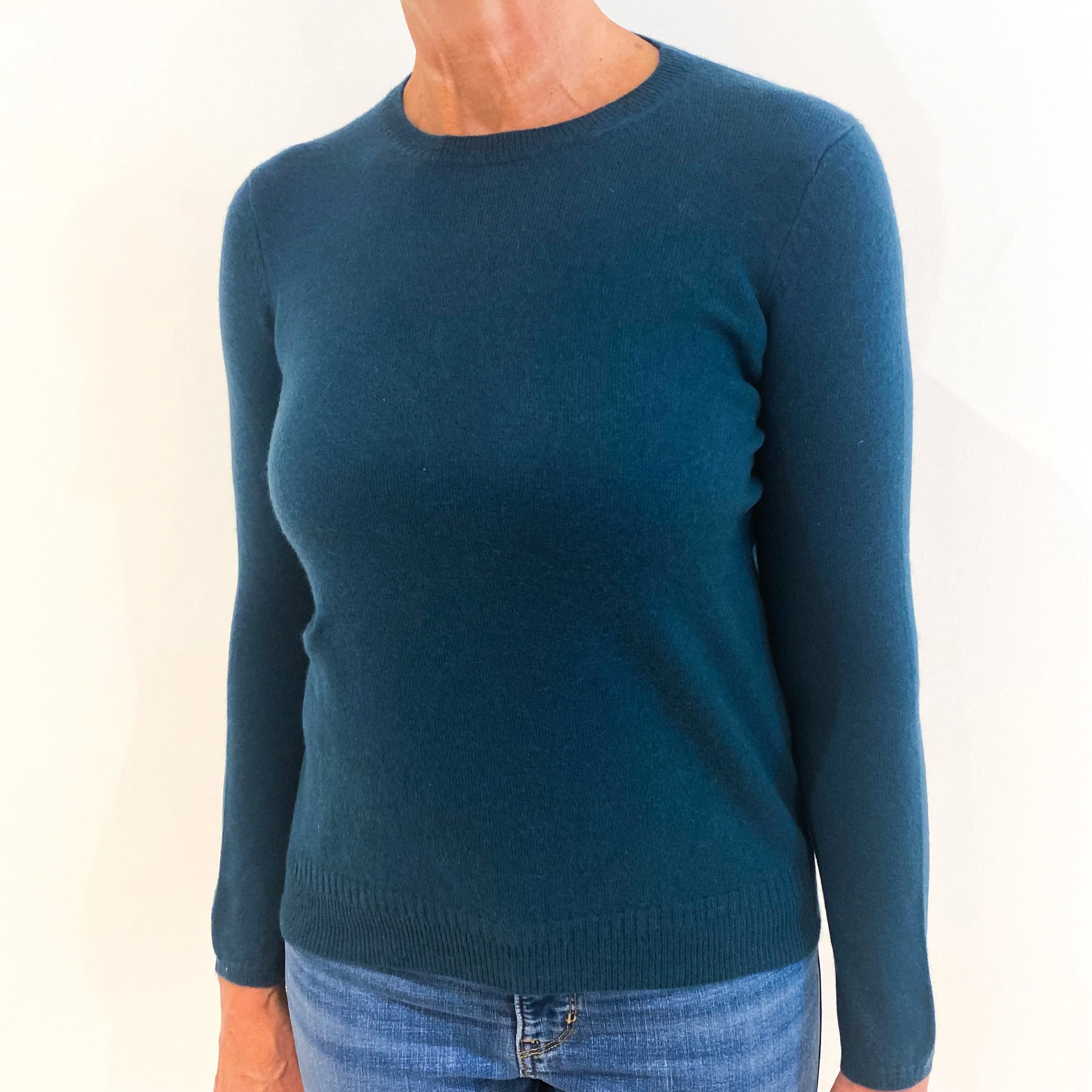 Ocean Blue Cashmere Crew Neck Jumper Medium
