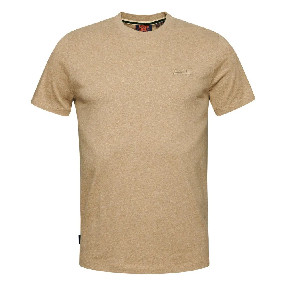 Organic Cotton Vintage Logo Embroidered T-Shirt - Tan Brown Fleck Marl