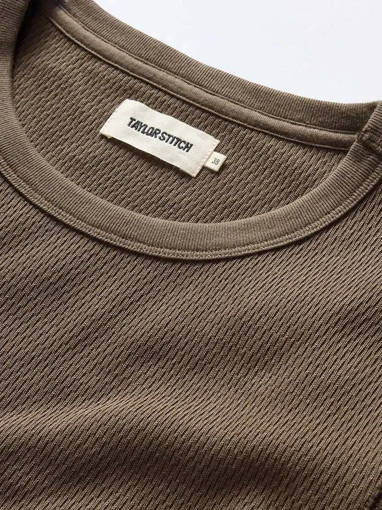 Organic Cotton Waffle Crew- Fatigue Olive