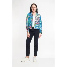 Orientique - Short Biker Jacket in Happy Place Print