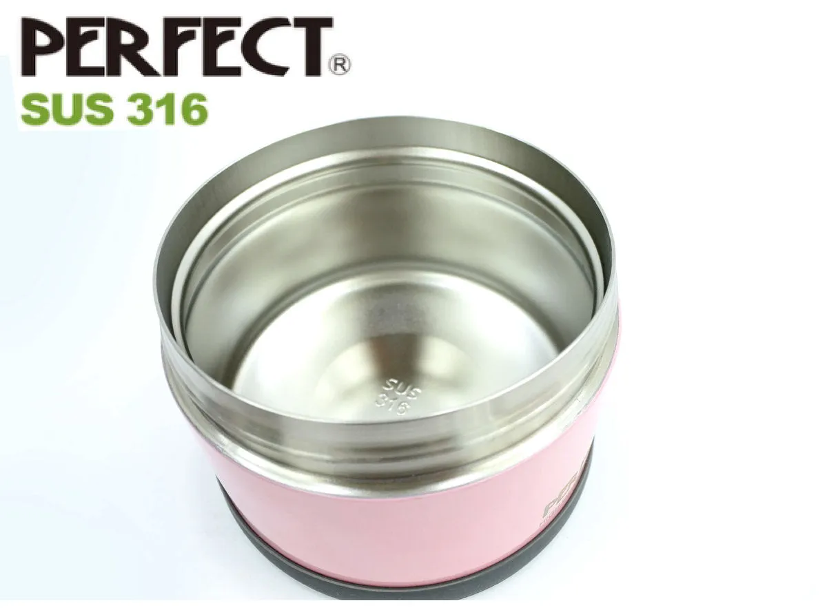PERFECT - 316 Stainless 2 Layers Vaccum Food Jar (12/14cm)(Pink or Black)