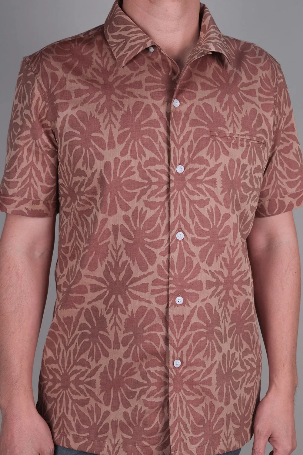 Peru Tan Printed Short Sleeve Shirt