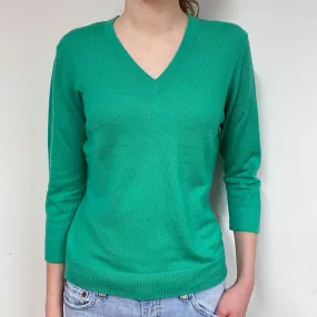 Pickle Green Cashmere V-Neck Jumper Extra Small