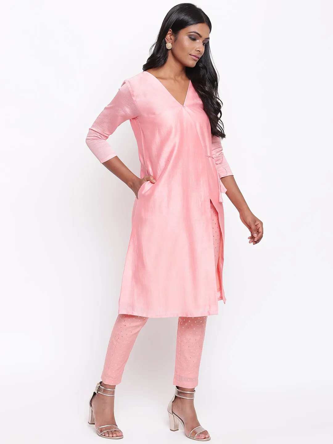 Pink Foil Angrakha Set