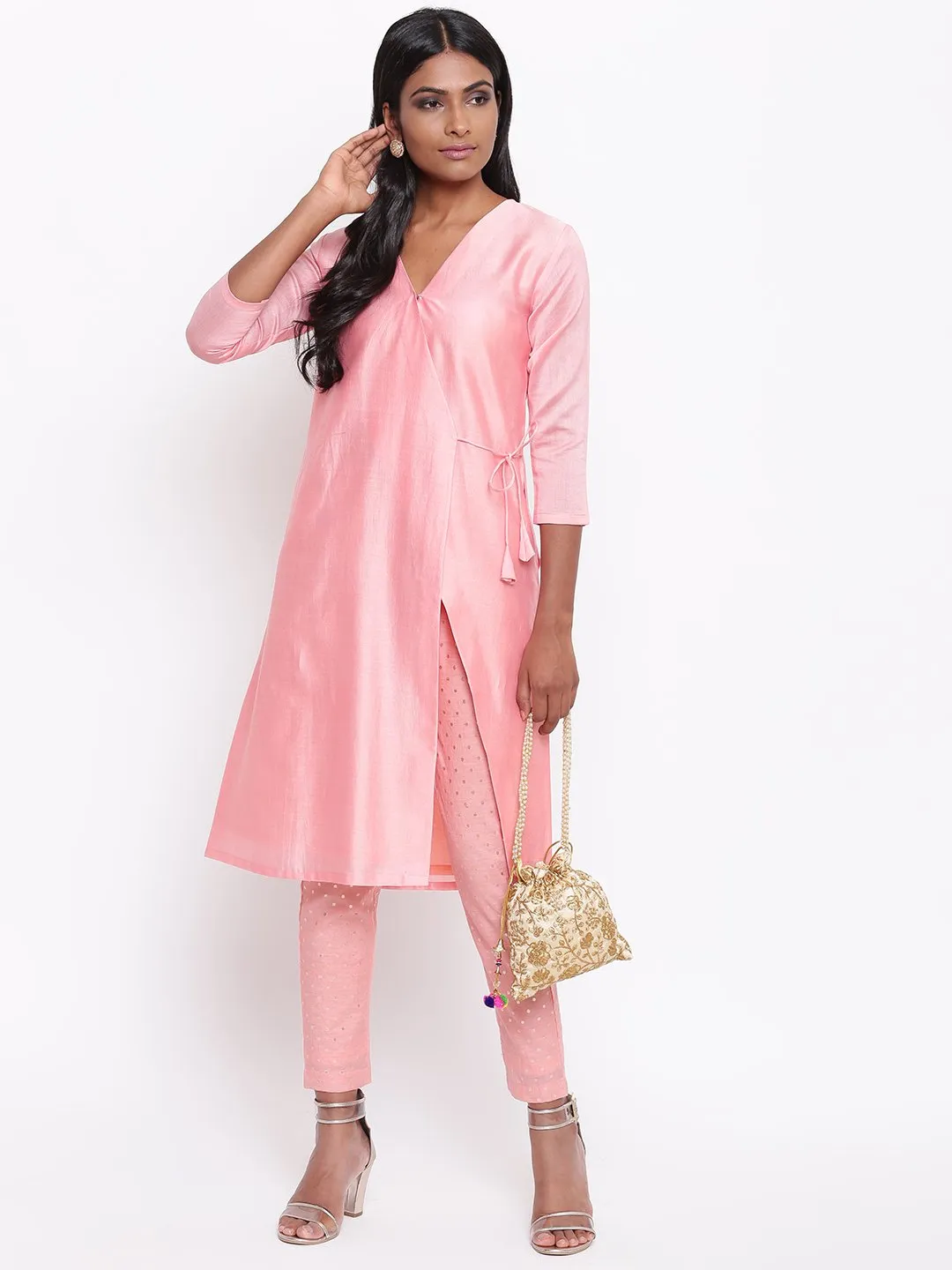 Pink Foil Angrakha Set