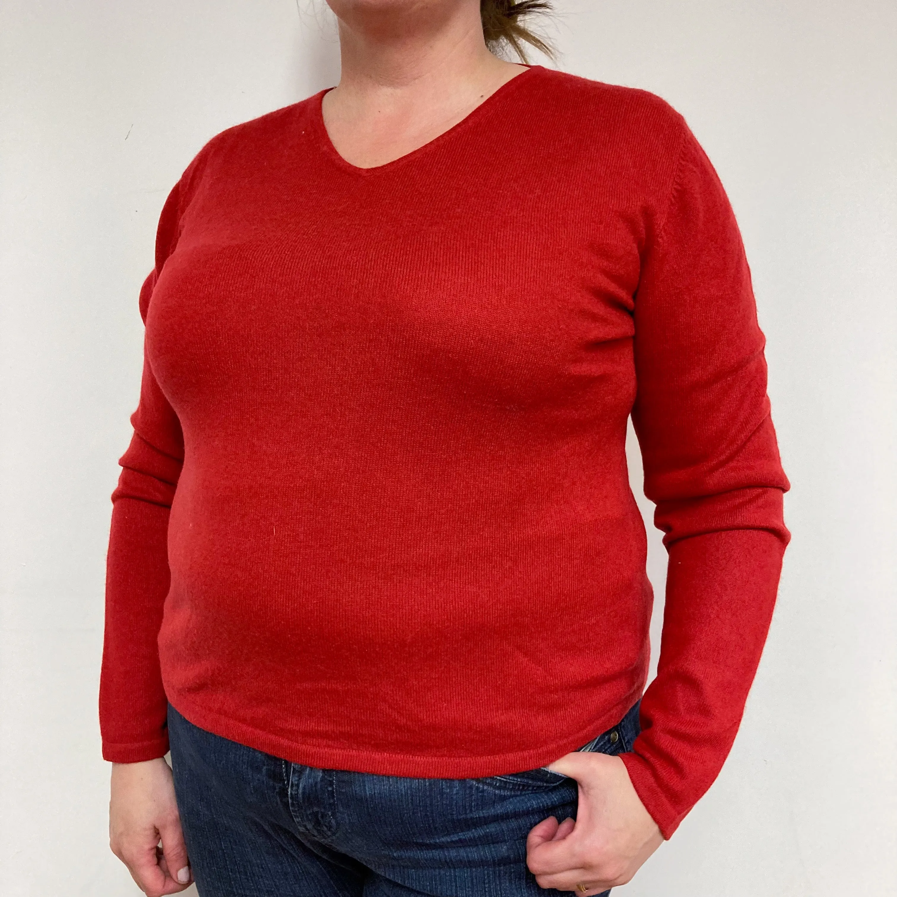 Post Box Red V-Neck Jumper XL