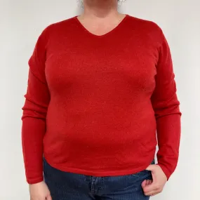 Post Box Red V-Neck Jumper XL