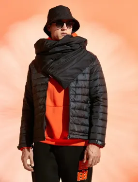 Puffer Jacket with Hood in Black