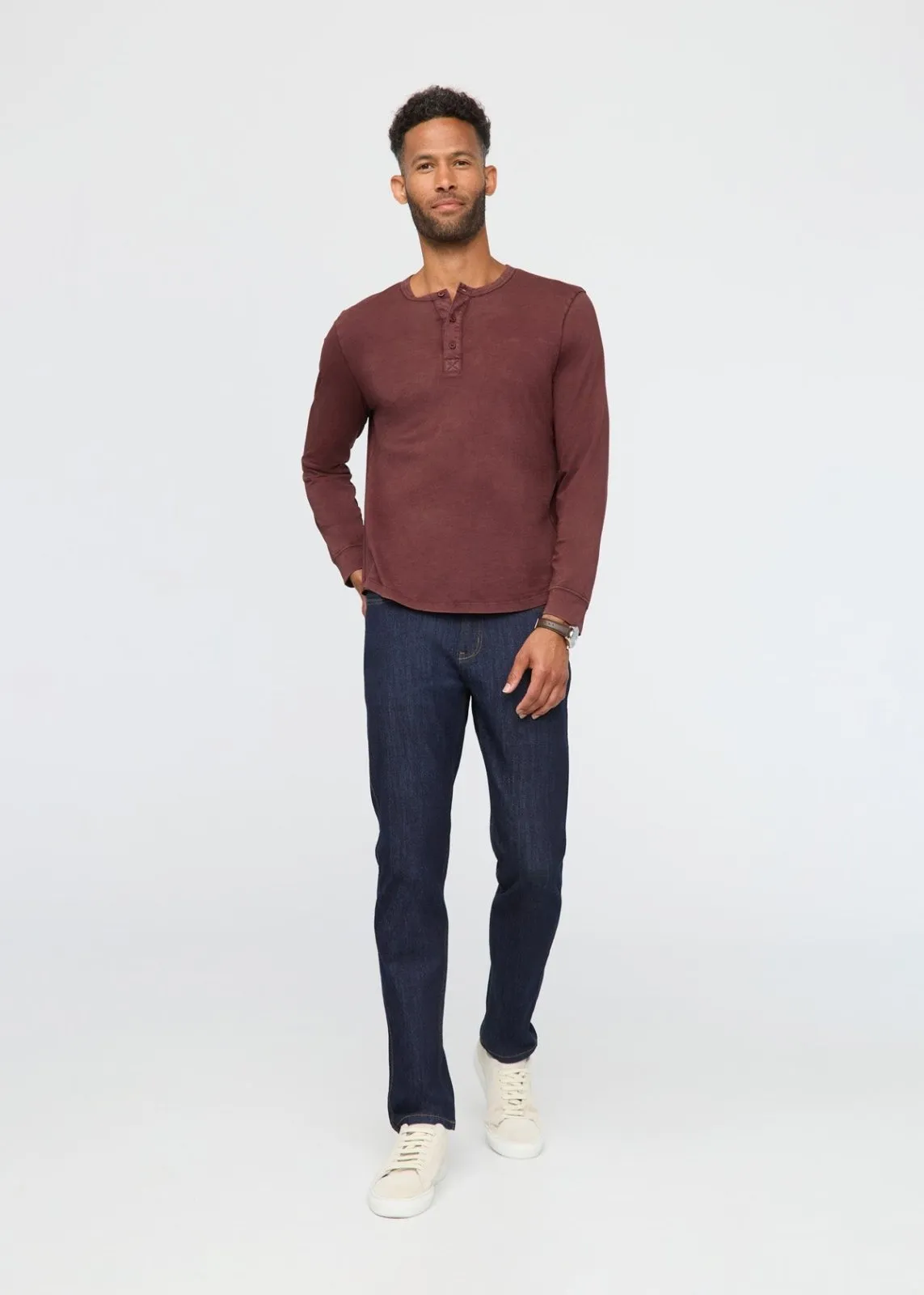 PurePima Vintage Henley - Washed Red Rock