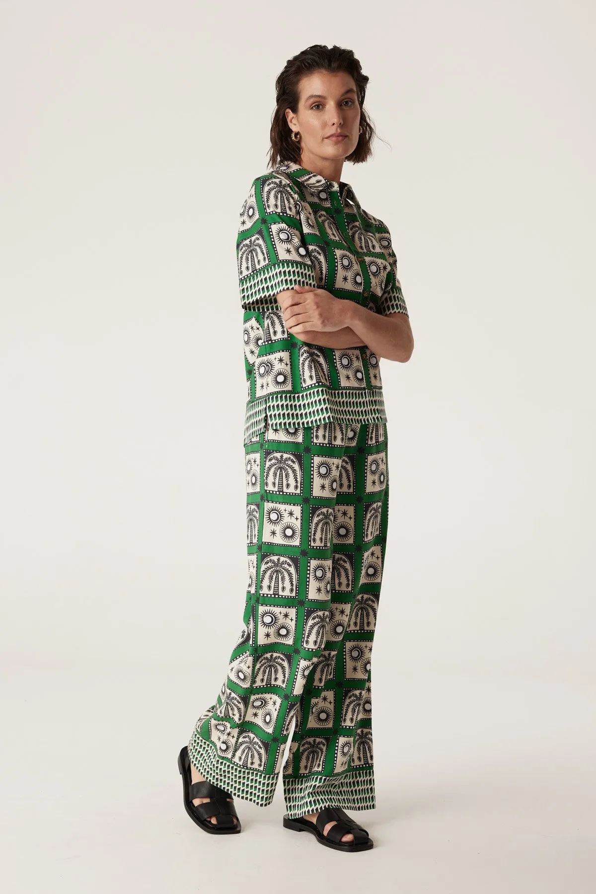 Raffles Shirt - Green Print
