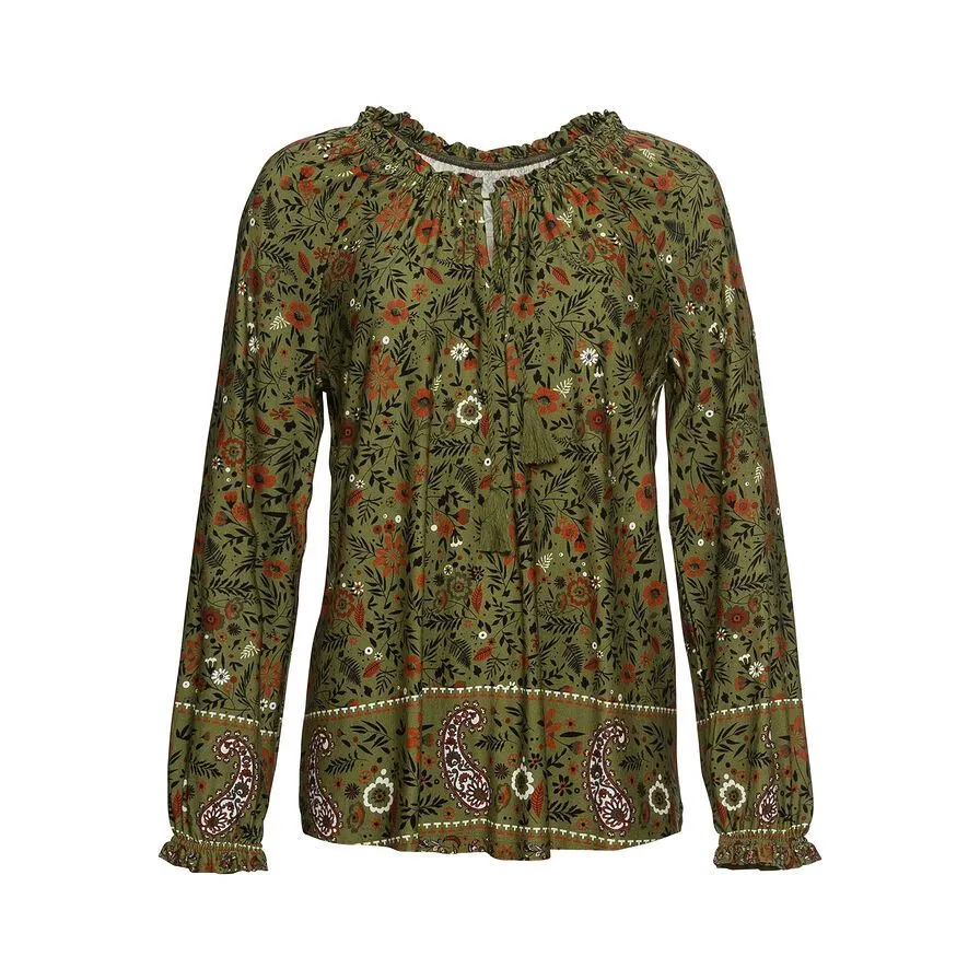 Rainbow Green Paisley Long Sleeves Tunic