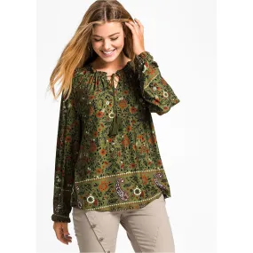 Rainbow Green Paisley Long Sleeves Tunic