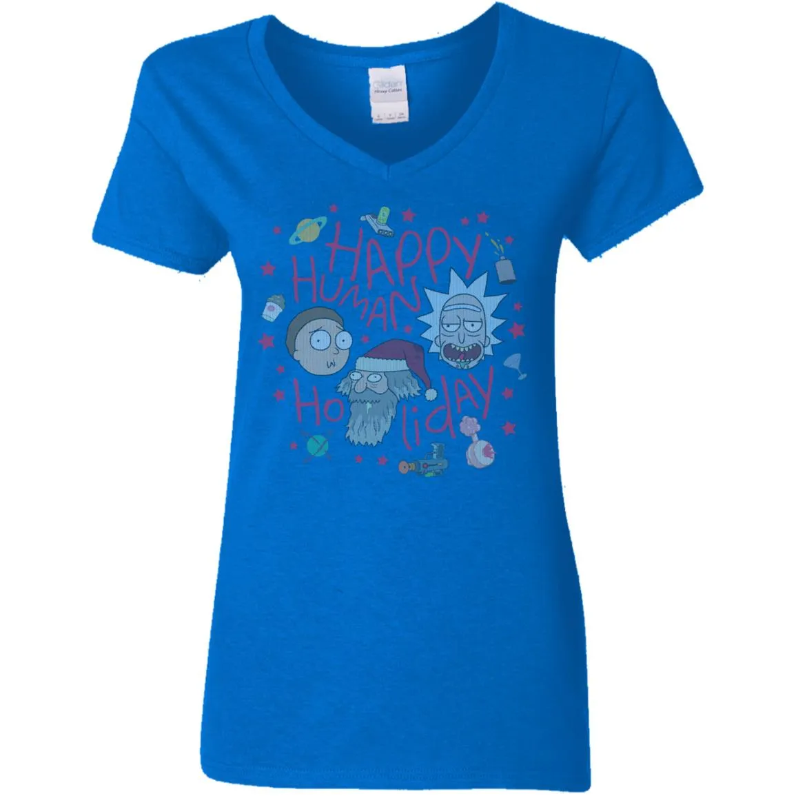 Rick And Morty Happy Human Holiday Jumper Women V-Neck T-Shirt