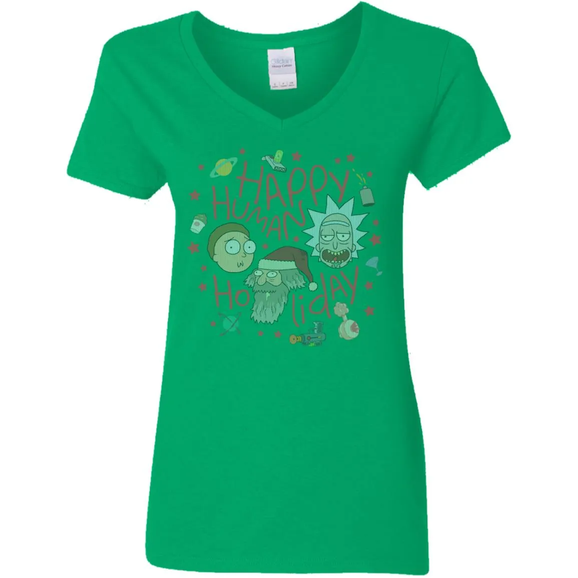 Rick And Morty Happy Human Holiday Jumper Women V-Neck T-Shirt