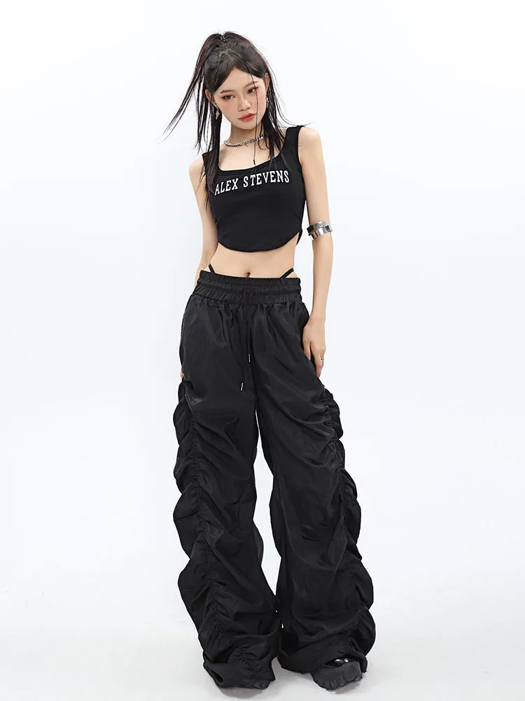 Ruched High-Waisted Jogger Pants