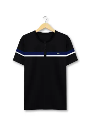 Ryusei Kaos Pria Atsunaka Button CMB Black