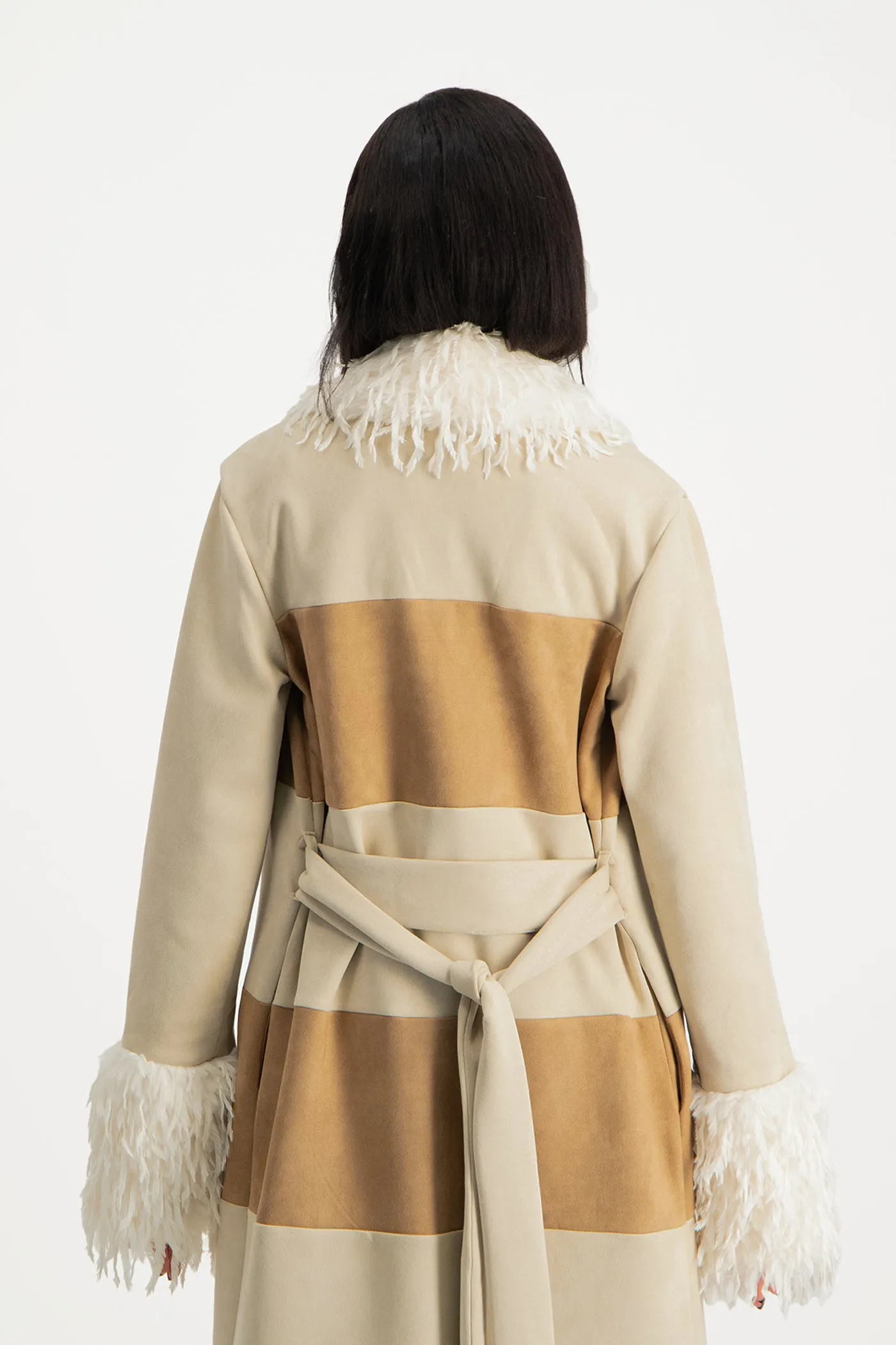 Samira Colourblock Suede Coat