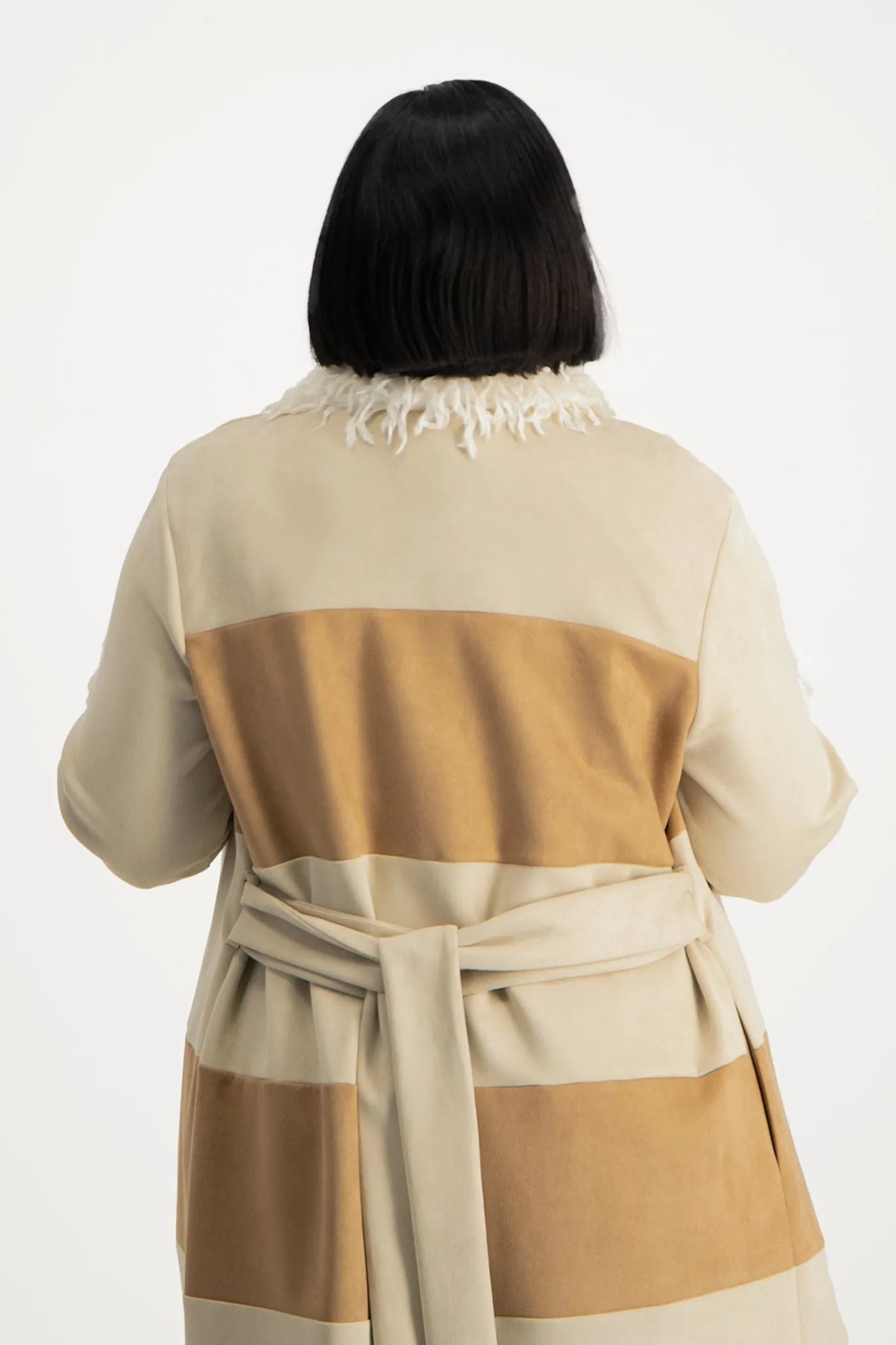 Samira Colourblock Suede Coat
