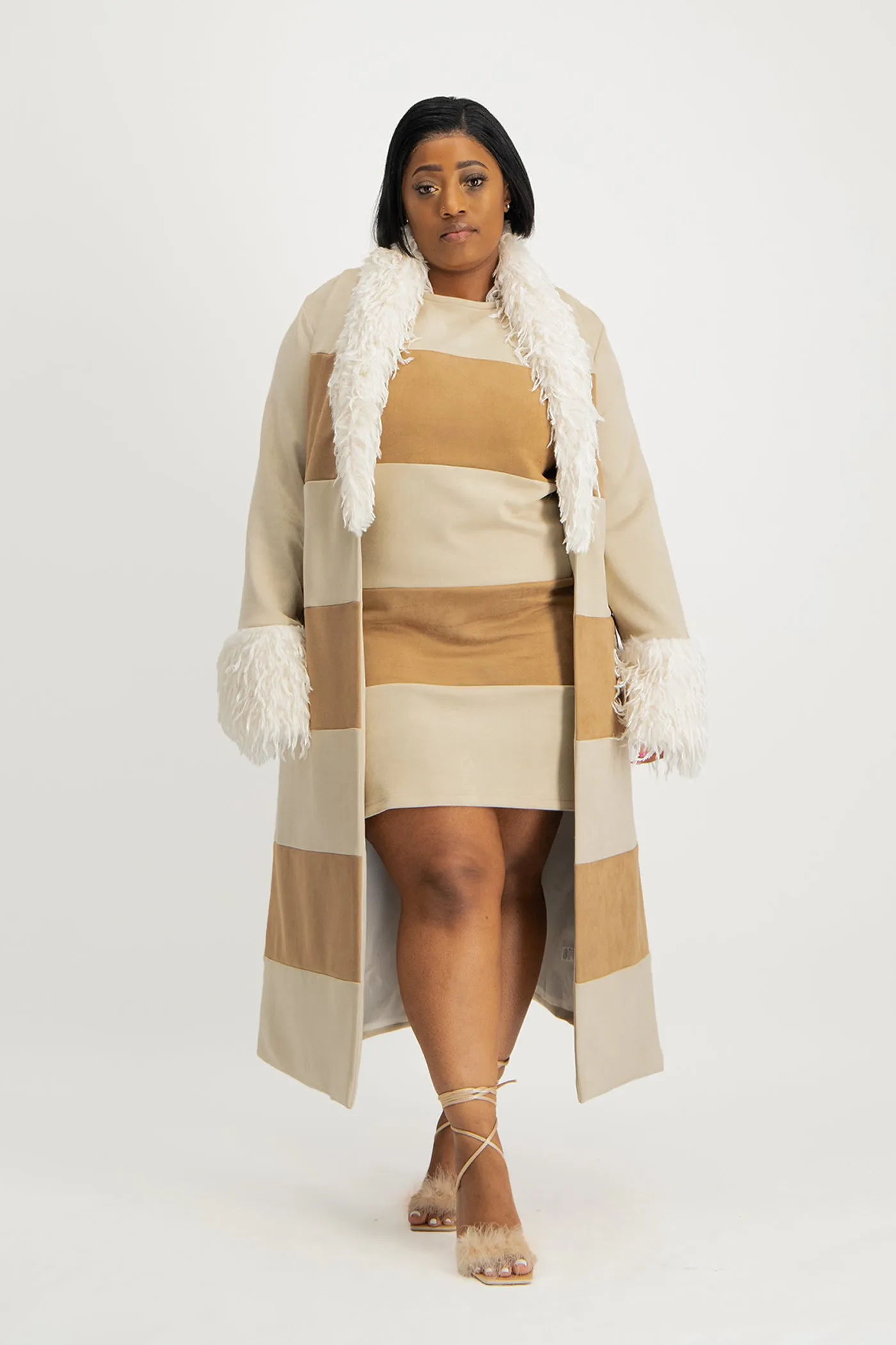 Samira Colourblock Suede Coat