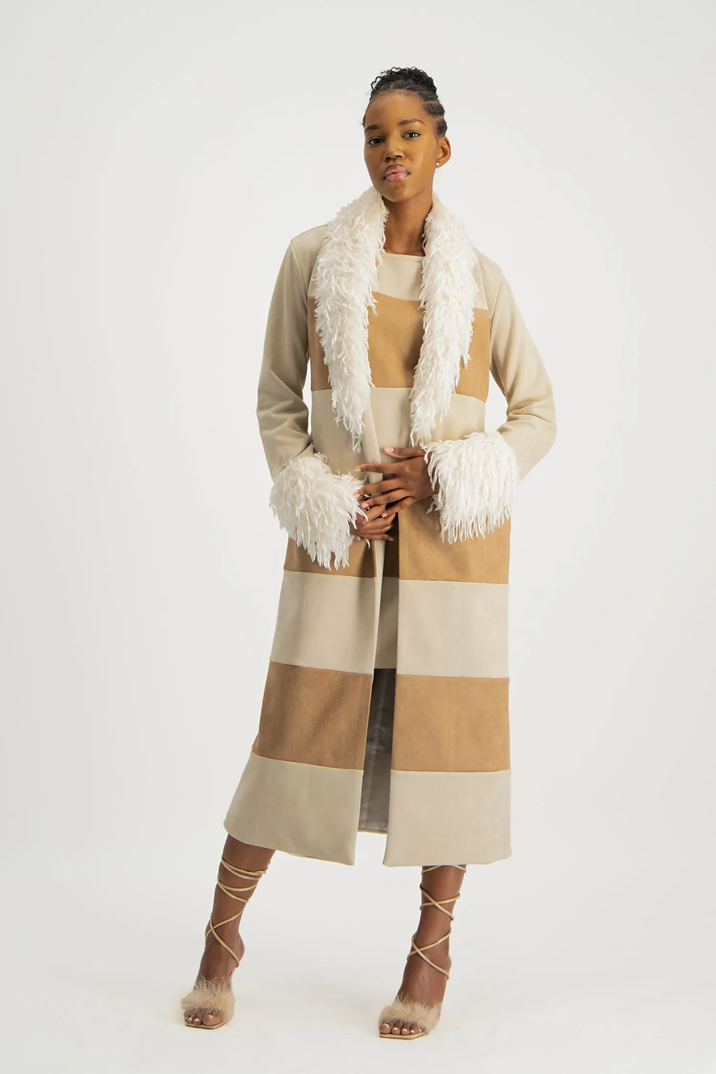 Samira Colourblock Suede Coat