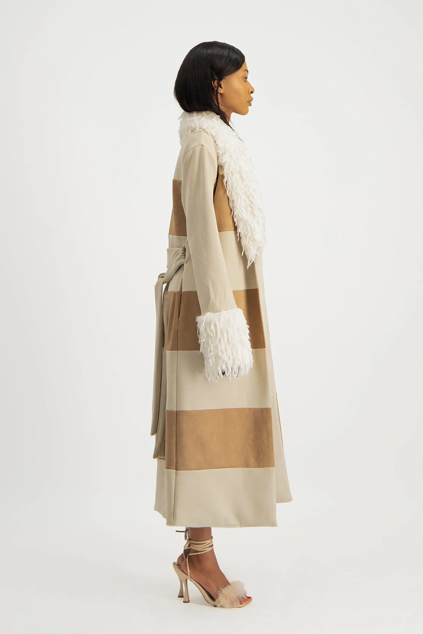 Samira Colourblock Suede Coat