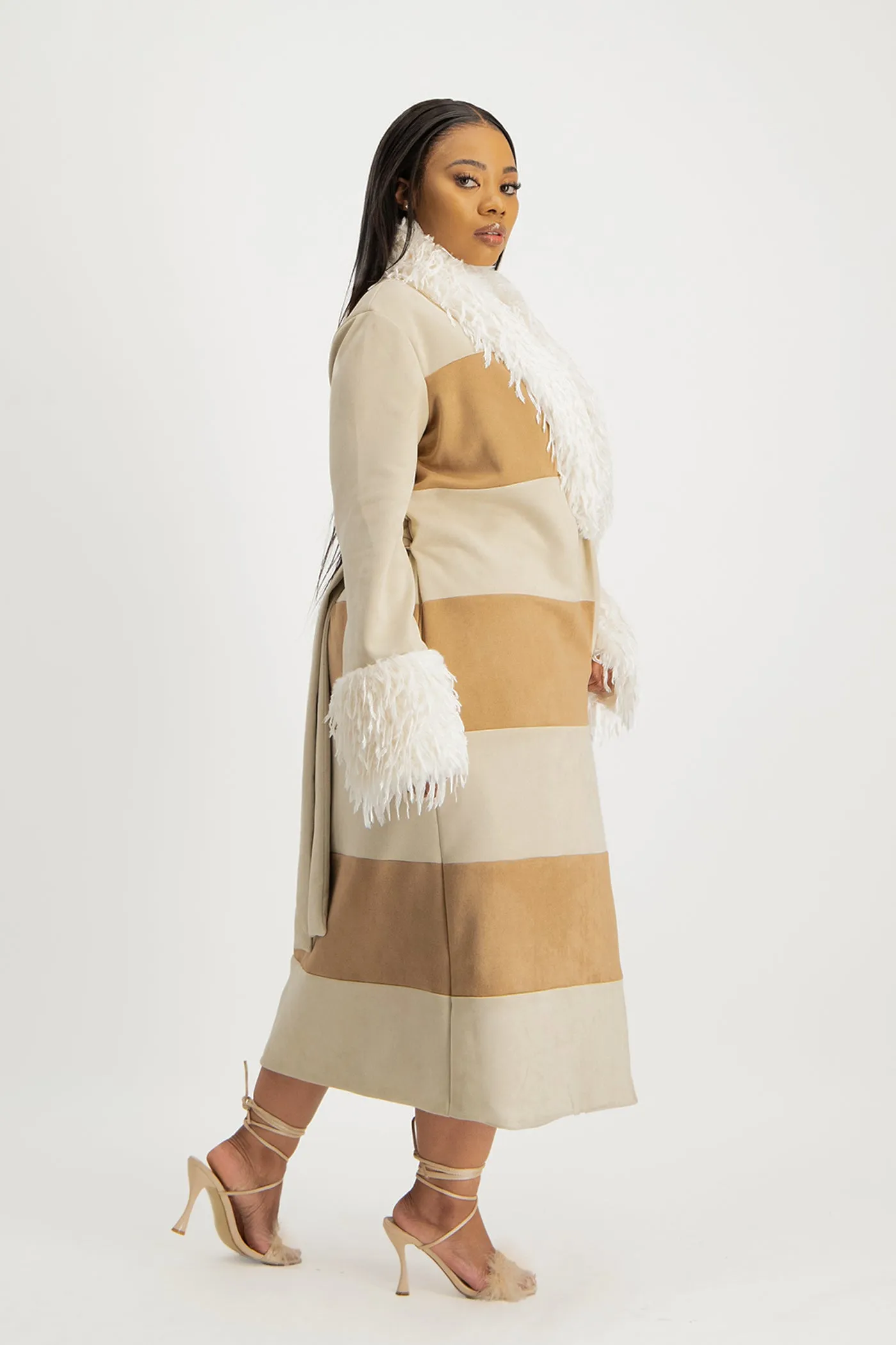 Samira Colourblock Suede Coat
