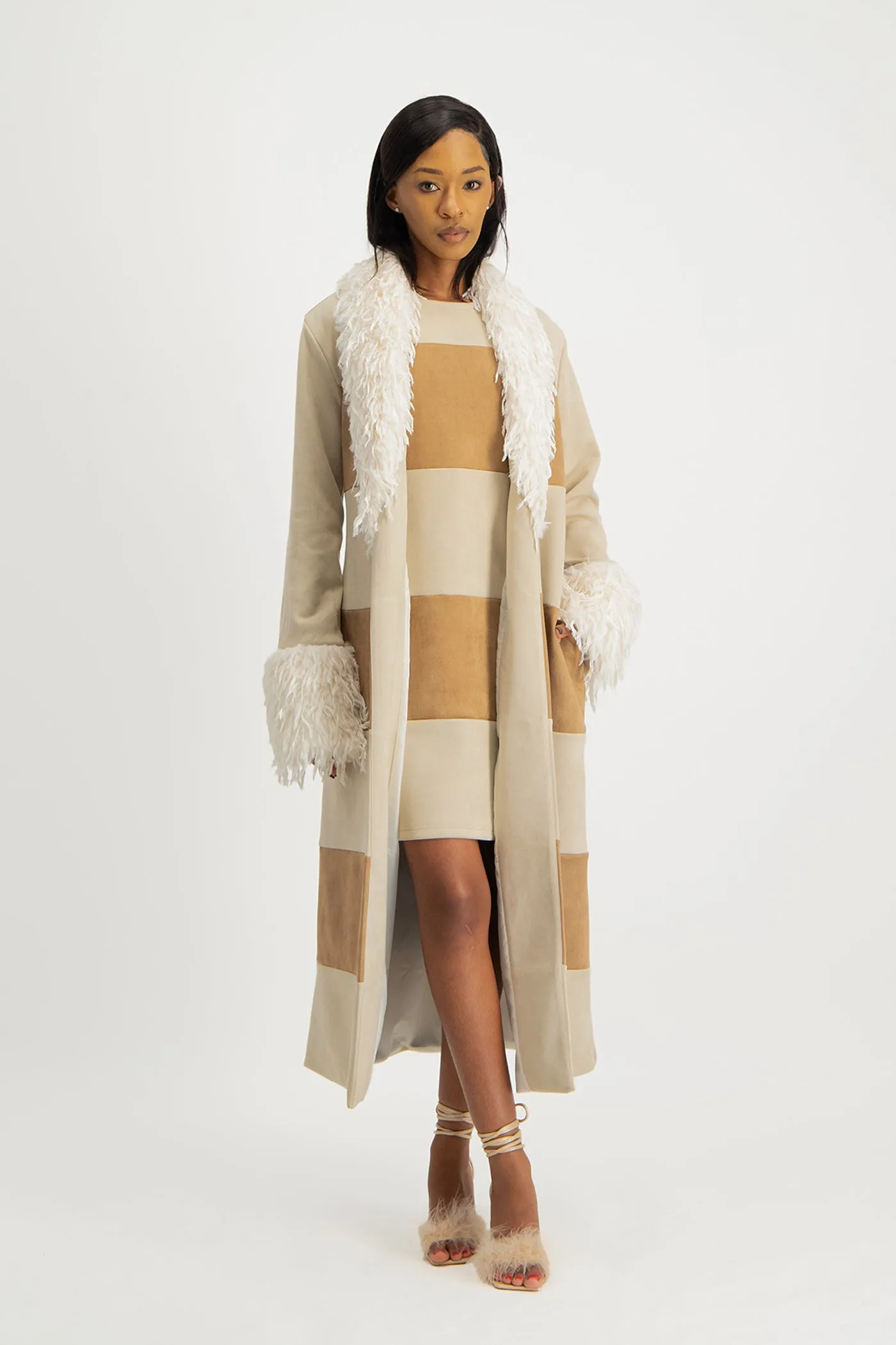 Samira Colourblock Suede Coat