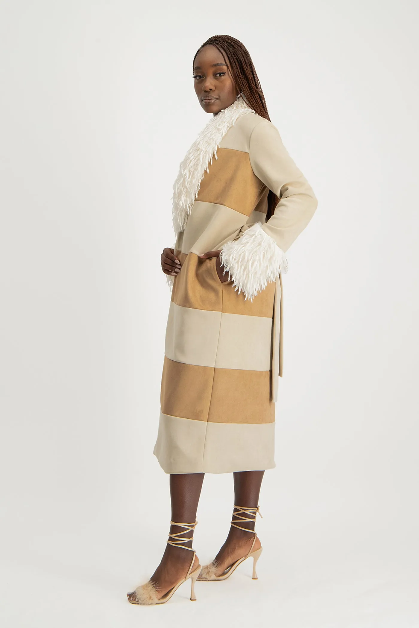 Samira Colourblock Suede Coat