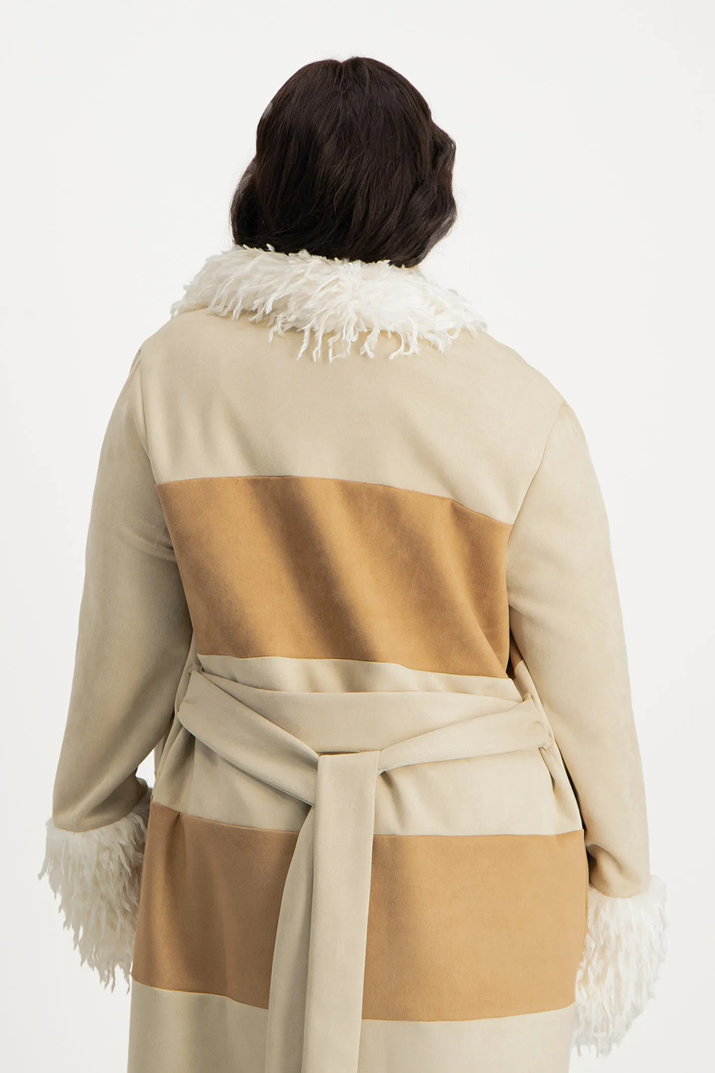 Samira Colourblock Suede Coat