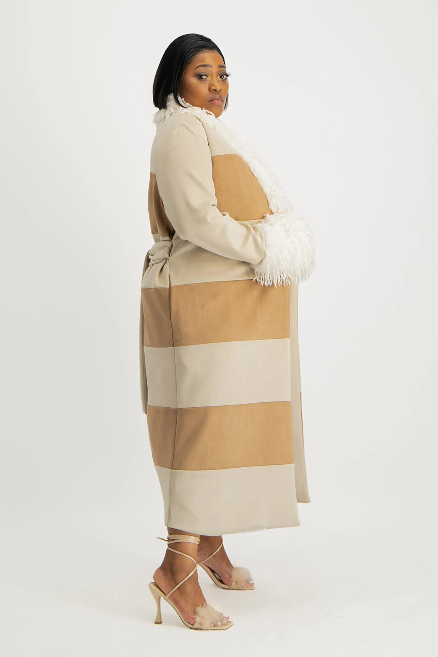 Samira Colourblock Suede Coat