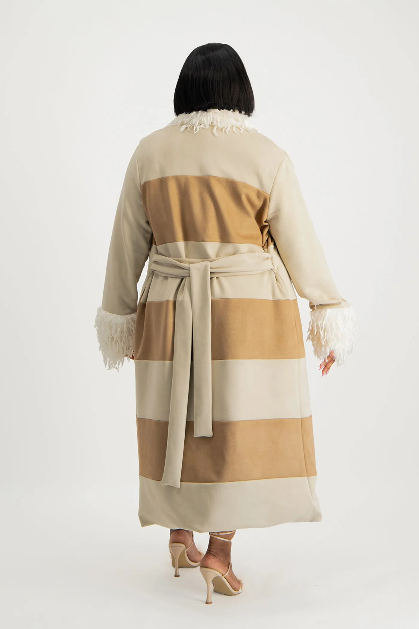 Samira Colourblock Suede Coat