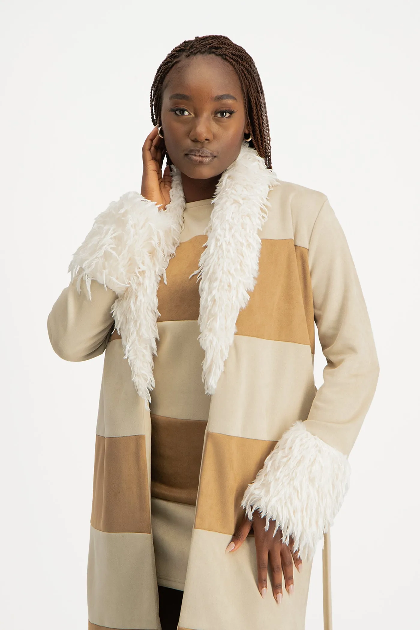 Samira Colourblock Suede Coat