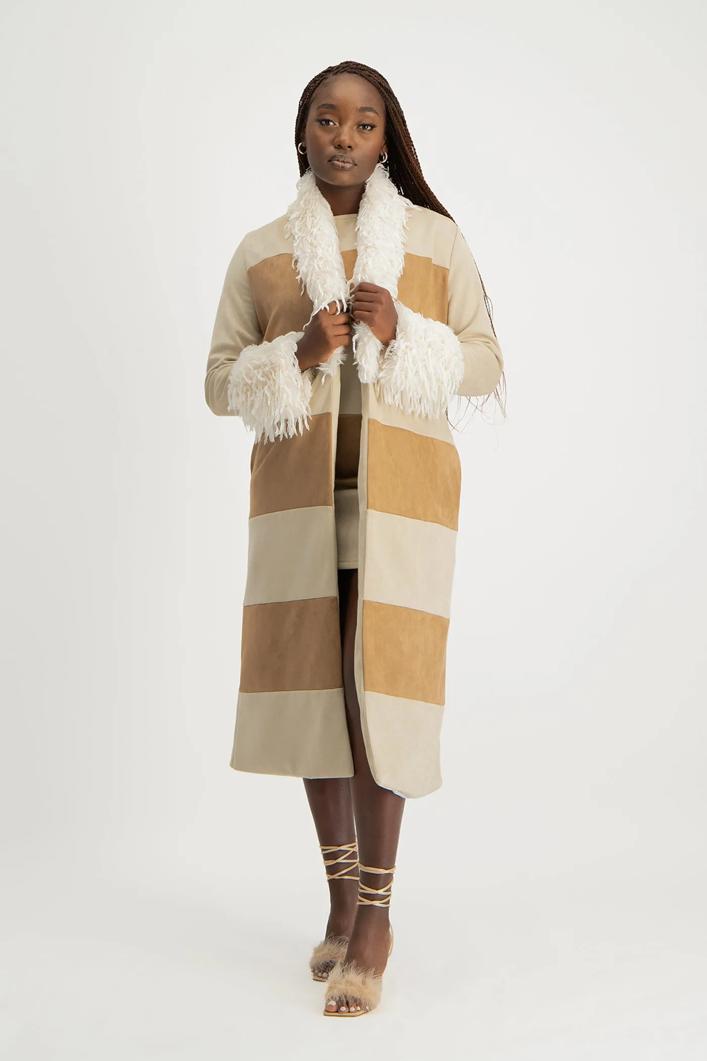 Samira Colourblock Suede Coat
