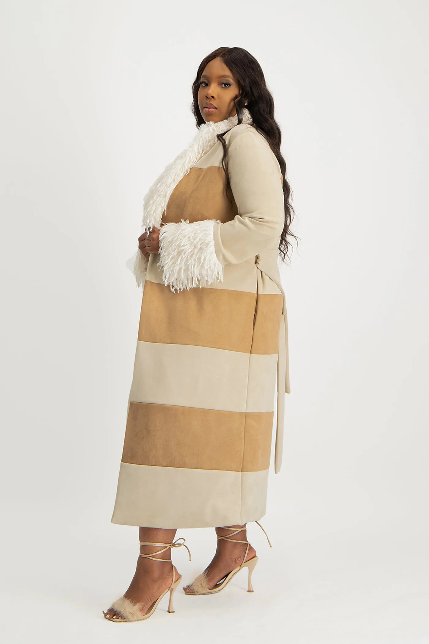 Samira Colourblock Suede Coat