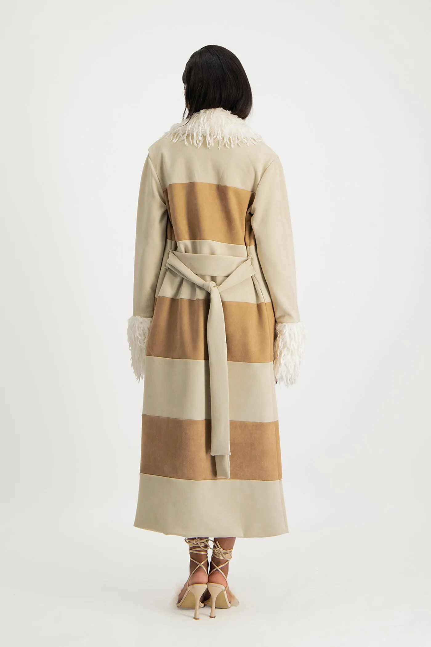 Samira Colourblock Suede Coat