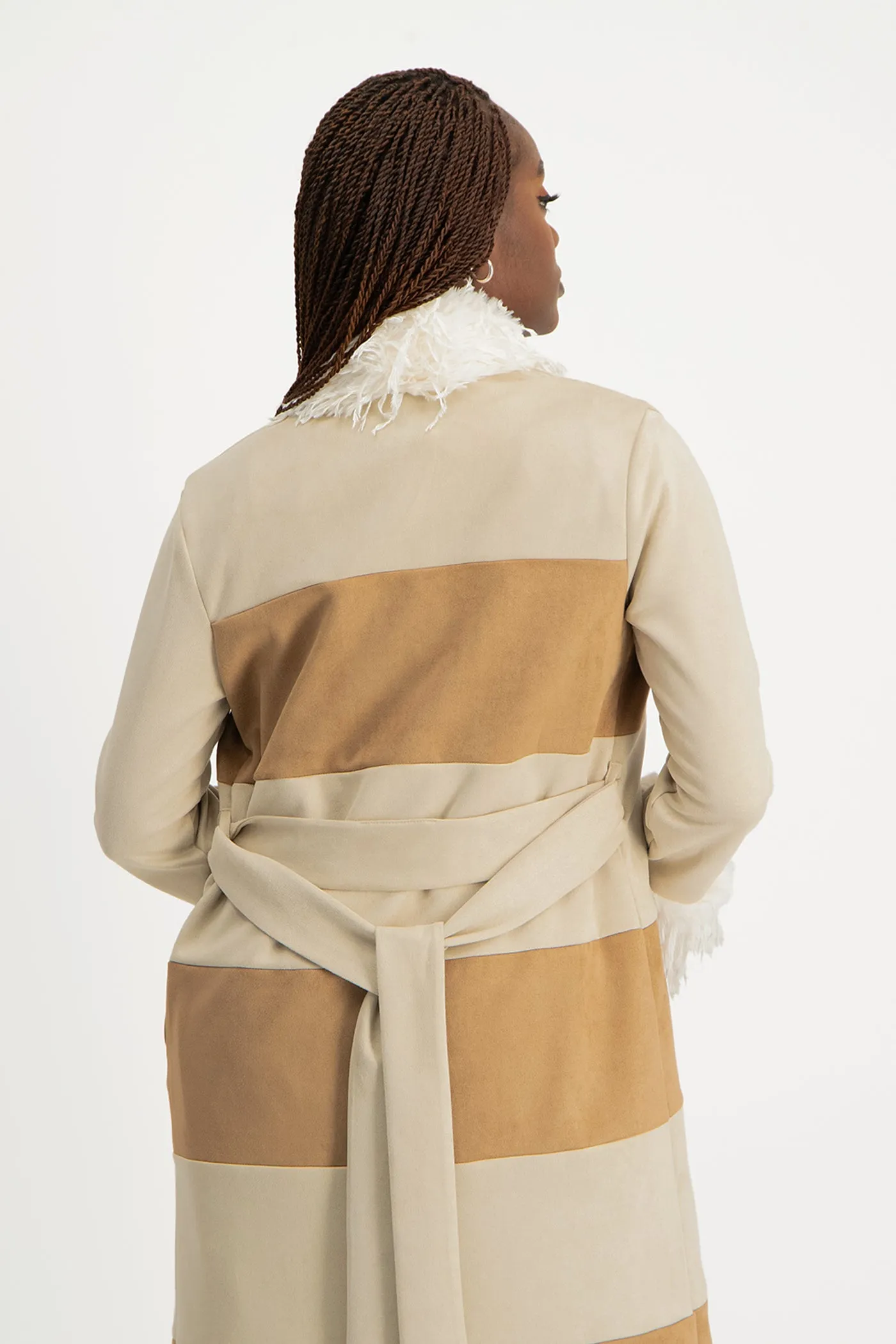Samira Colourblock Suede Coat