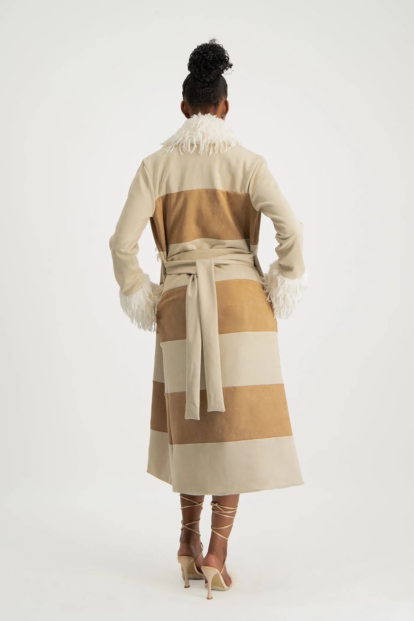 Samira Colourblock Suede Coat