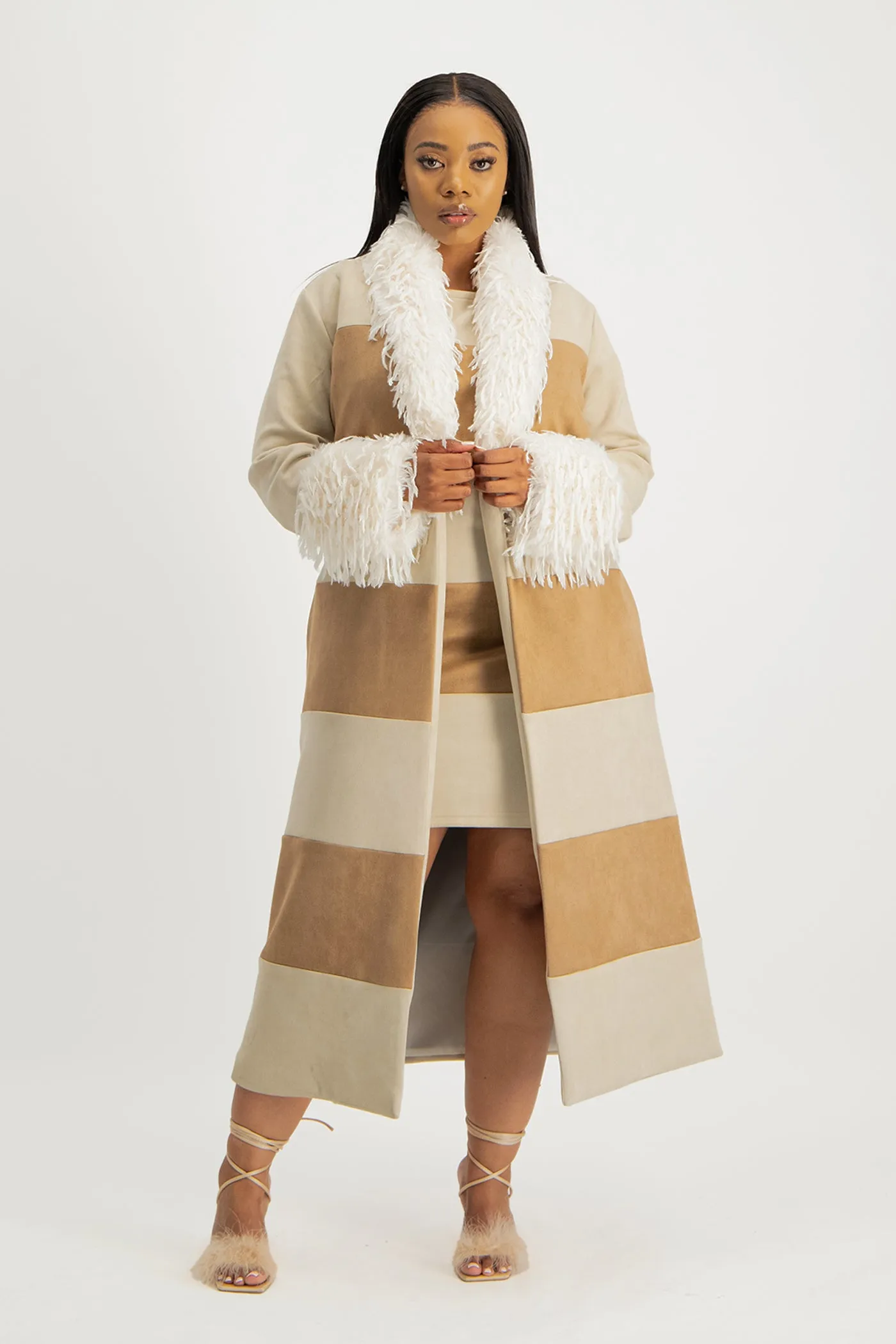 Samira Colourblock Suede Coat